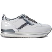 hogan sneaker h222 in white and silver leather womens trainers in silv ...