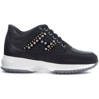 Hogan Interactive black leather sneaker with studs women\'s Trainers in black
