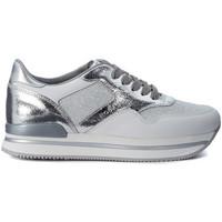 Hogan Sneaker H222 in white and silver leather and fabric women\'s Shoes (Trainers) in Silver