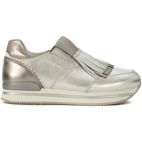 hogan h222 silver laminated leather loafer with fringes womens trainer ...