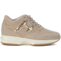 Hogan Sneaker Interactive in ginger suede with highlights women\'s Trainers in BEIGE