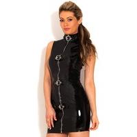 honour clothing pvc dominion high collar mini dress h2275