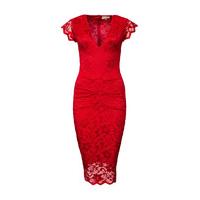 honor gold adrianna midi dress in red