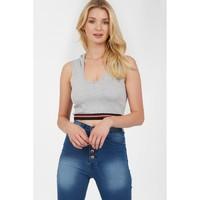 hooded elastic hem crop top