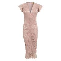 Honor Gold Adrianna Midi Dress in Champagne