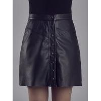 Holland Denim Leather Mini Skirt in Black