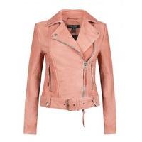 Holmedale Pink Leather Biker Jacket