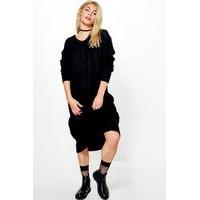 Hooded Knitted Dress - black