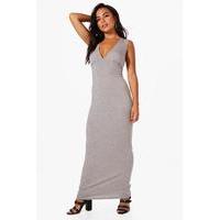 Holly Plunge Jersey Maxi Dress - grey
