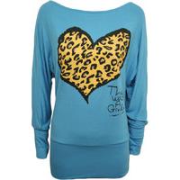 Hollie Leopard Heart Batwing Top - Turquoise