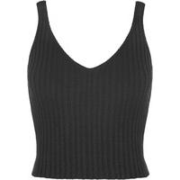 holo sleeveless rib knit crop top black