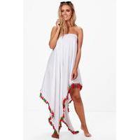 Hollie Boutique Tassle Hem Beach Dress - white