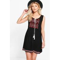 Holly Embroidered Detail Sundress - black