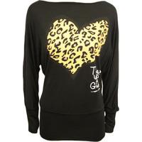 hollie leopard heart batwing top black