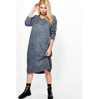 Hooded Knitted Dress - charcoal