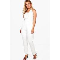 Holly Plunge Ruffle Front Jumpsuit - ivory