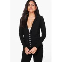 Hook and Eye Detail Blazer - black