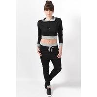 Hooded Cropped Loungewear Set in Black