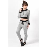 Hooded Cropped Loungewear Set in Grey