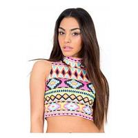 Hot Spell Aztec High Neck Crop Top