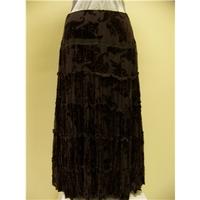 Hobbs dark brown silk and viscose mix tiered skirt, size 10 Hobbs - Size: 10 - Brown - Evening