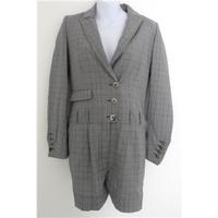 Hobbs NW3 Size 10 Grey Check Worsted Wool Smart All in One Shorts Jumpsuit