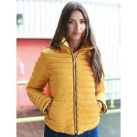 honey funnel neck quilted jacket in old gold tokyo laundry