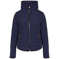 honey funnel neck quilted jacket in peacoat blue tokyo laundry