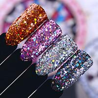 Holographic Nail Sequins Glitter 2g Mix Size Hexagon Colorful Nail Flakies Powder Tips for Nail Art Decoration