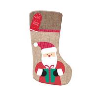 Home Collection Christmas Hessian Applique Stocking - Santa