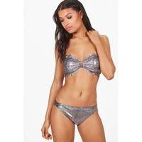 Hologram Scallop Bandeau Bikini - silver