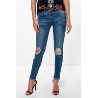 Honor Ripped Knee Jean - mid blue