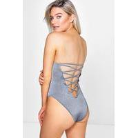 Hope Strappy Back Bandeau Bodysuit - grey