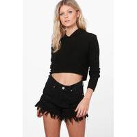 Hooded Crop Jumper - black