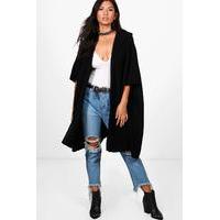 Hooded Cape Cardigan - black