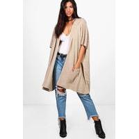 Hooded Cape Cardigan - stone