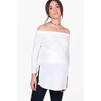 Hollie Off The Shoulder Ribbed Top - white