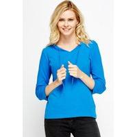 Hooded Long Sleeve Blue Top