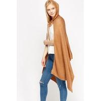 Hooded Knitted Asymmetric Cape