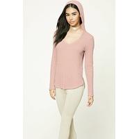 hooded waffle knit top