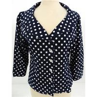 Hobbs Size 12 Navy Blue And White Polka Dot Patterned Summer Jacket