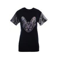 Holographic Sphynx Cat Face T-Shirt - Size: Size 12-14