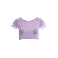 Holographic Seashells Mesh Crop Top - Size: Size 8-10