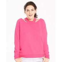 Hot Pink Cut Out Neck Sweatshirt