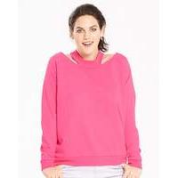 hot pink cut out neck sweatshirt