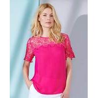 Hot Pink Crochet Lace Shell Top