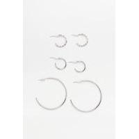 Hoop Earring 3-Pack, SILVER