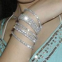 hot metal alloy and rhinestone stretch bracelet