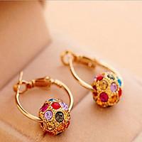 Hoop Earrings Pearl Cubic Zirconia Rhinestone Gold Plated Alloy Bohemian Fashion Screen Color Jewelry 2pcs