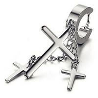 Hoop Earrings Stainless Steel Cross Jewelry Party 1 pair